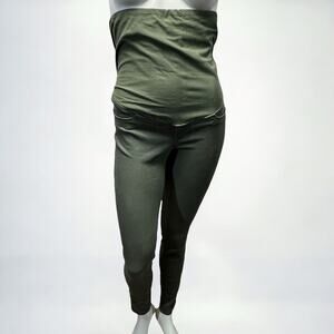 Dark Green Earthy Maternity Cropped Pants - Size 6, Excellent Condition